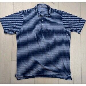 B Draddy Golf Polo Shirt Mens Medium Blue White Stripes‎ Pima Cotton Performance